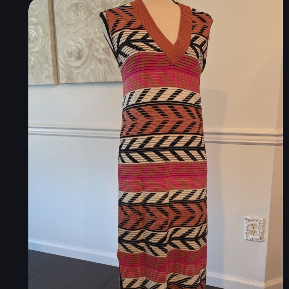 SITA MURT Striped V-Neck Maxi Dress